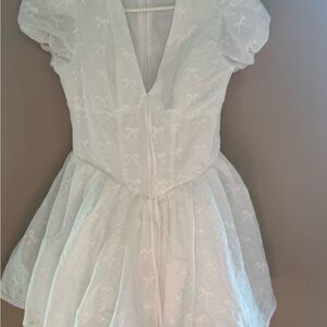 White Dress with Bow Pattern